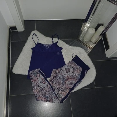 Schlafanzug M 40 42 Schiesser Schlafshirt blau Schlafhose paisleymuster TopZusta - Bild 1 von 4