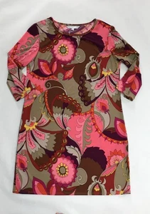Trina Turk Kleid Retro Print. Größe L. Hellbraun, Braun & Rosa. Neu mit Etikett. - Bild 1 von 9