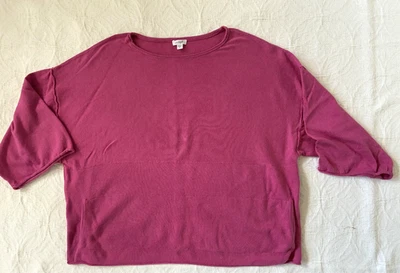 J Jill Top Mujer Barbie Rosa Algodón Cachemira Manga 3/4 Bolsillo Frontal Pequeño Foto 1 de 4