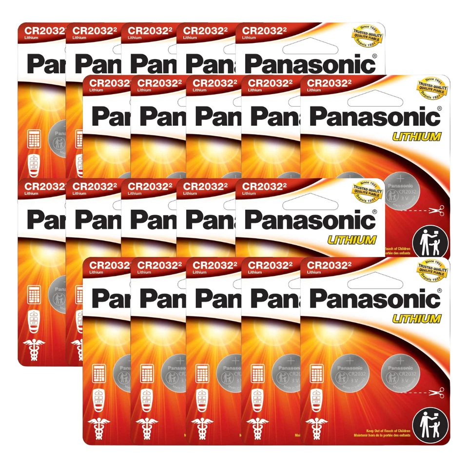 Panasonic CR2032 3.0 Volt Long Lasting Lithium Coin Cell Batteries (2 Batteries)