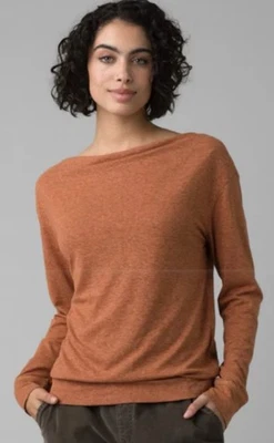 prAna Cozy Up Aires Top Womens M Dark Ale Heather Hemp Blend Pullover Gorpcore - Image 1 of 4