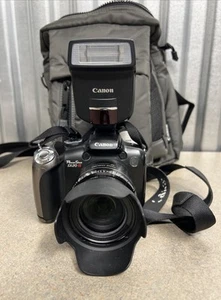 Canon PowerShot SX20 IS 12.1MP Black Digital Camera With Speed Lite 220EX+Bag - Picture 1 of 15