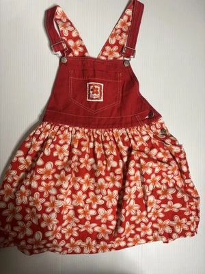 Vestido Vintage Esprit Mono Niñas Talla L Floral Naranja y Rojo  Foto 1 de 3