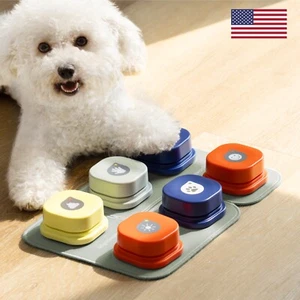 Dog Button Record Pet Communication Interactive Toy Bell Ringer With Pad Sticker - Picture 1 of 16