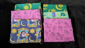6 DISNEY PRINCESS JASMINE FAT QUARTERS Aladdin Cotton Fabric and BUNTING PATTERN - Picture 1 of 1
