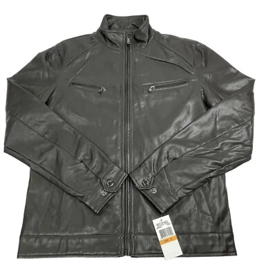 Nueva Chaqueta Michael Kors Para Hombre Marrón Poliuretano Imitación Cuero Moto Hipster Pequeña Foto 1 de 4