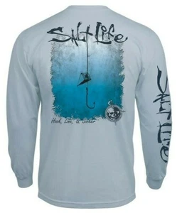 Camiseta Salt Life Hook, Line, & Sinker Hombre Gráfico de Bolsillo L/S - 2XL y XL - NUEVA CON ETIQUETAS - Imagen 1 de 4
