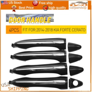 Car For Kia Forte Black K3 2014-2018 Steel Exterior Side Door Handle Cover Trim - Picture 1 of 10