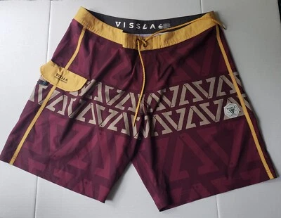 Pantalones Cortos de Tabla Vissla Para Hombre Talla 38 Elastizados Natación Surf Playa Coco Poliéster Foto 1 de 4