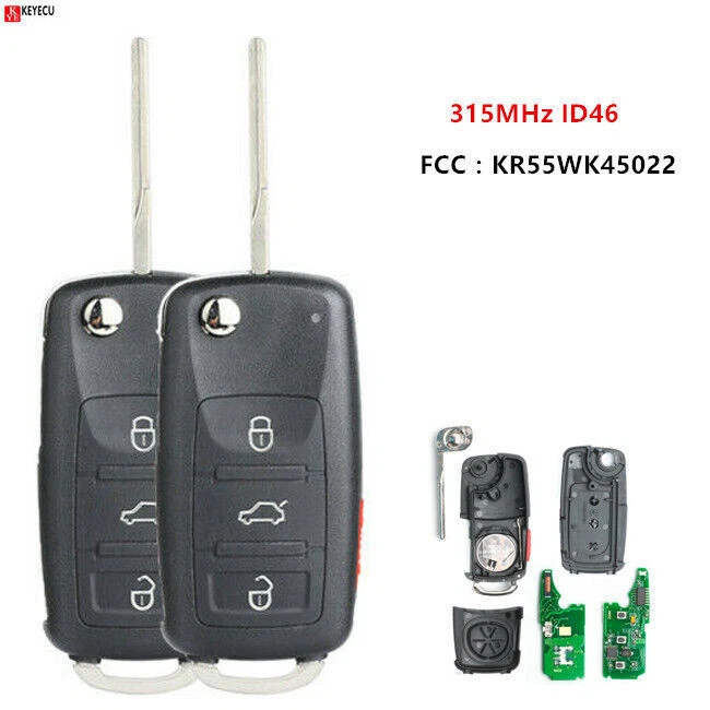 2x for Volkswagen Touareg 2004-2011 315MHz Keyless Remote Key Fob KR55WK45022 Foto 1 de 4