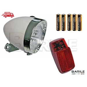 Fanale Anteriore Bianco + Posteriore a LED Bici Olanda - Bacchetta - Graziella - Foto 1 di 7
