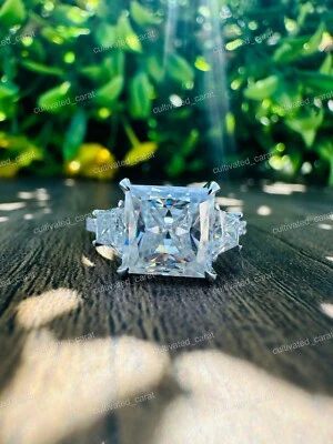 3.64 Ct White Princess Cut Moissanite Three Stone Engagement Ring 10k White Gold - Image 1 of 4