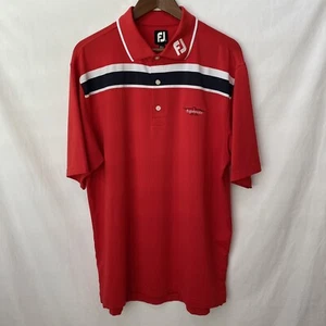 FootJoy FJ Herren Large Athletic Fit Kurzarm Golf Polo gestreift Shirt rot - Bild 1 von 10