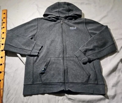 Ralph Lauren Hoodie Youth Boys XL 18-20 Gray Full Zip Logo Sweatshirt Preppy  - Image 1 of 4