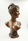 Antique Emile Pinedo (1840-1916) Bronze Sculpture of lady Entitled 'Lys' 17 1/2"