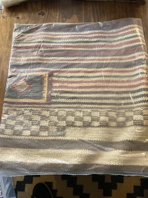 POTTERY BARN Rustic Stripe Pillow Cover 20 x 20 Brown Red Jute Knit Boho New - Image 1 of 4