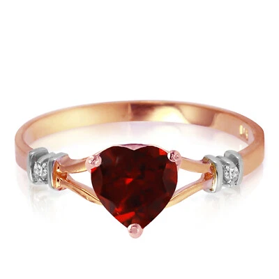 0.47 tcw 14k Solid Gold Red Garnet Gemstone Ring w/ Natural Diamond Size 5-11 - Image 1 of 4