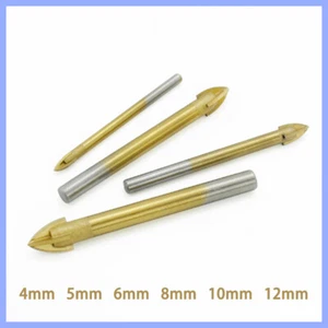 Ø 4-12mm Cross Spear Head Titanium plating Carbide Drill Bit Glass Tile Ceramic - Picture 1 of 7