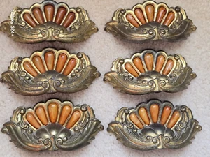 6 Vintage Art Deco Tortoiseshell Bakelite Drawer Pulls 4" Handle Waterfall style - Picture 1 of 8