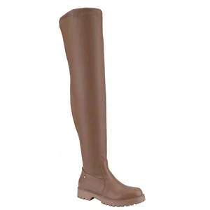 Women's Over The Knee Boots Round Toe Suede Side Zipper Flat Booties Thigh High - Picture 1 of 64