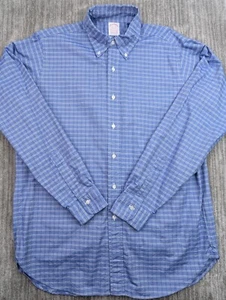 Brooks Brothers Button Down Shirt Mens 15.5 - 35 (Large) Blue Check Made In USA - Picture 1 of 12