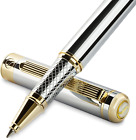 Silver Chrome Rollerball Pen - Stunning Luxury Pen with 24K Gold Finish, Schmidt