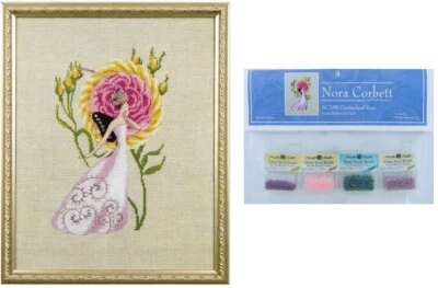 NORA CORBETT (MIRABALIA DESIGNER) Nora Corbett Mirabilia Cross Stitch PATTERN & EMBELLISH PK Cumberland Rose NC298