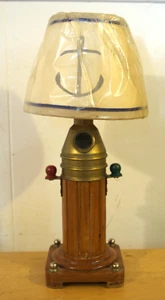 Antique 11" Tall Nautical Binnacle Accent Lamp with Compass & Original Shade - Picture 1 of 5