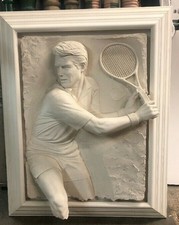 BILL MACK Bonded White Sand Relief Sculpture Match Point Signed #77 Tennis