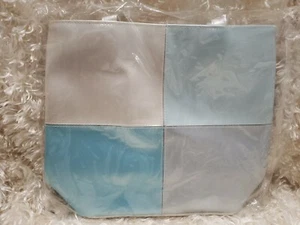 FOUR SQUARE VINYL 2000 Avon Vtg PearlTone Blue/Gray/Cream Handbag Purse SEALED! - Picture 1 of 12