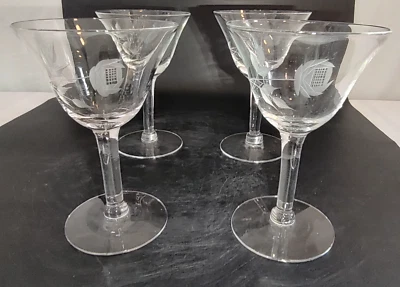 Hanover Silver Rose Crystal Liquor Cocktail Glasses Etched Lot of 4 MCM 4.5" - Image 1 of 4