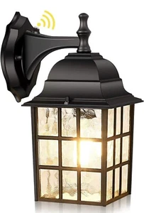 Outdoor Wall Lantern Dusk Dawn Photocell Sensor Matte BLACK Exterior WALL Mount - Picture 1 of 7
