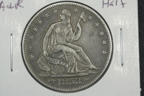 1853 w/Arrows Seated Liberty Half, XF Cover
