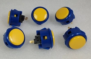 Japan Sanwa Mix Tasten royalblau/gelb x 6 Stück Videospiel Arcade Teile - Bild 1 von 7
