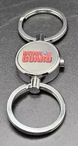 Vintage Keychain NATIONAL GUARD FISHING Detachable Key Fob Dual Ring Metal - Picture 1 of 3