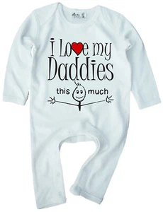 LGBT Baby Romper "I Love My Daddies This Much" Boy Girl Gift Clothing Gay Pride - Foto 1 di 8