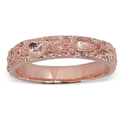 10K Rose Gold Moon Surface Ring, Gold Moon Crater Ring, 4mm Gold Wedding Band - Image 1 of 4