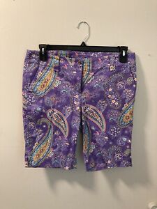 LOUDMOUTH GOLF Shorts Size 6 Bermuda Purple Paisley Women’s