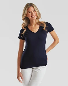 Fruit of the Loom FOL Dama-Ajuste Valor Cuello en V Camiseta Damas Mujer Femenina - Imagen 1 de 17