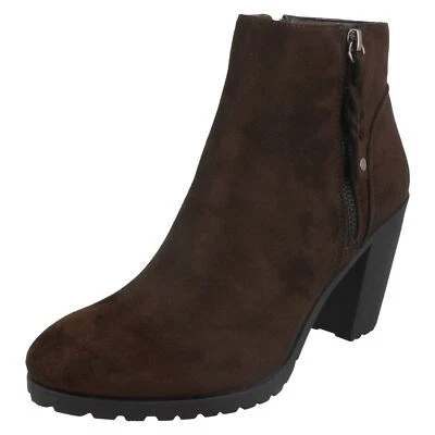 Mujer Spot On Botines Marrón Microfibra: F50878 - Imagen 1 de 4