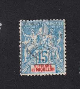 ❤️ Timbre Saint-Pierre et Miquelon colonie, N° 64b, 15 c Groupe oblitéré 1 ❤️❤️ - Imagen 1 de 1