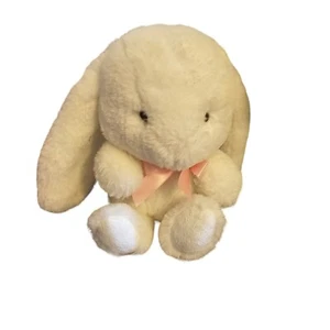 Aurora Bunny Rabbit Plush White Cream Floppy Super Soft Pink Bow - Picture 1 of 3