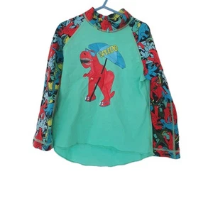 Speedo Boys Size 6 Green Red Dinosaur Long Sleeve Swim Rashie - Picture 1 of 4