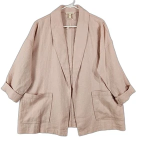 Eileen Fisher Bio Leinen Blazer Puderrosa XS Oversized Freizeit Sommer Jacke - Bild 1 von 6