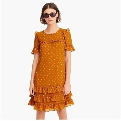 J. Vestido CREW Point Sur Volantes Arrugado Lunares Cálido Caramelo Fiesta Talla 2 Foto 1 de 4