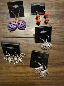 Halloween Motto Ohrringe Set, Kürbis & Fledermäuse - Bild 1 von 9