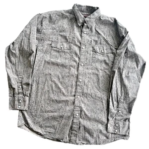 Pintlar Pearl Snap Shirt Men’s XL Gray Paisley Western Cowboy Rodeo Dress Shirt - Picture 1 of 6