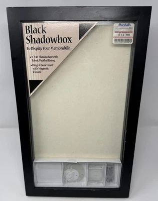 Marco de exhibición Shadowbox negro 11"x18" con forro acolchado de tela nuevo rasguños menores Foto 1 de 4