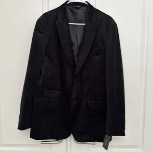 Mens Macy’s Blk Tasso Elba Velvet Paisley Embossed Velvet Jacket Large 42-44 NWT - Picture 1 of 6