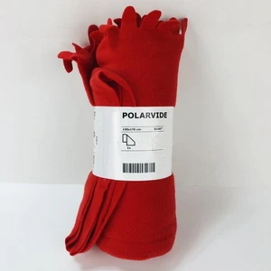 Ikea POLARVIDE Throw Red Polyester Soft Fleece Blanket Throw Holiday 51” x 67” - Picture 1 of 4